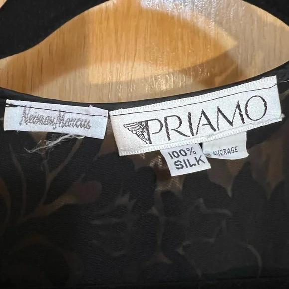 Vintage NEIMAN MARCUS Priamo Long black Floral silk Kimono Robe Size M NO BELT​​ - Picture 2 of 3